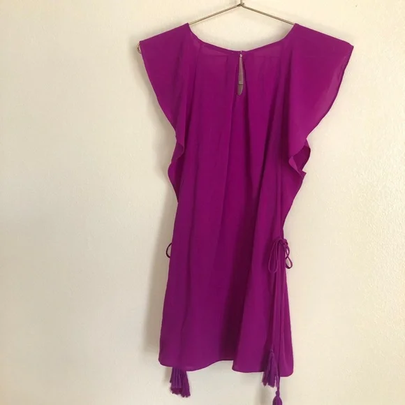 Tahari S pink Selina flutter sleeve tie blouse top - Picture 8 of 10
